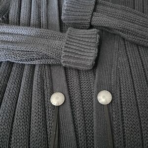 Ralph Lauren Black Ribbed Knit Sweater Cardigan